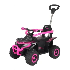 ATV electric pentru copii, 4 in 1, Kinderauto Hercules, cu maner, 35W 6V, telecomanda, echipare premium, roz