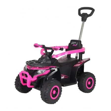 ATV electric pentru copii, 4 in 1, Kinderauto Hercules, cu maner, 35W 6V, telecomanda, echipare premium, roz
