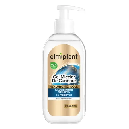 Gel micelar de curatare Hyaluronic Gold, 200ml, Elmiplant