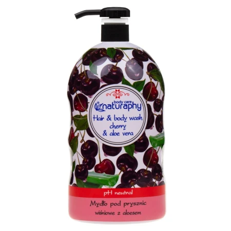 Gel de dus & sampon cu cirese si aloe vera, 1000ml, Naturaphy