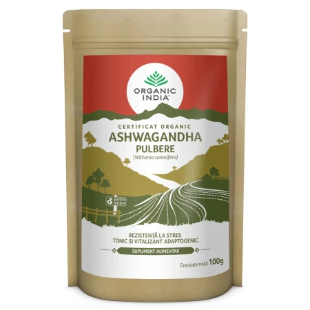 Ashwagandha Pulbere | Rezistenta la stres & Tonic Adaptogenic, eco, 100g, Organic India