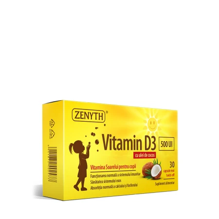 Vitamina D3 pentru copii 500 UI, 30 capsule moi, Zenyth