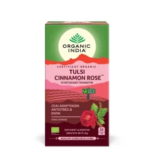Ceai Tulsi (Busuioc Sfant) Scortisoara Trandafiri - Ceai Adaptogen Antistres si Divin, eco, 25 de plicuri, Organic India