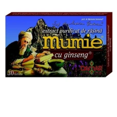 Mumie cu Ginseng Extract purificat Rasina Muntilor, 60tablete, Damar