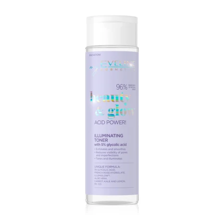 Toner pentru fata iluminator cu 5% acid glycolic, 200ml, Eveline Cosmetics