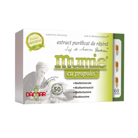 Extract purificat de rasina Mumie cu Propolis, 60 capsule, Damar