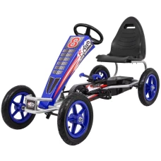 GO Kart cu pedale, pentru copii 6-12 ani, Kinderauto F8-1, roti Gonflabile de 10 inch, albastru