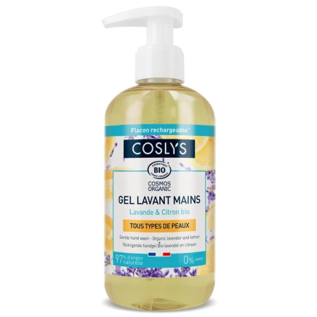 Gel bio pentru spalare pe maini fara sapun, cu extract de lamaie si lavanda, 300ml, Coslys
