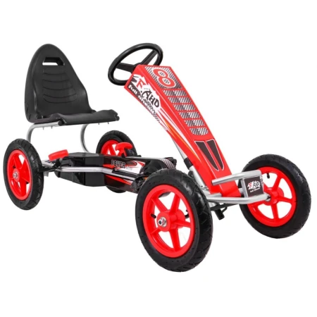 GO Kart cu pedale, pentru copii 6-12 ani, Kinderauto F8-1, roti Gonflabile de 10 inch, rosu
