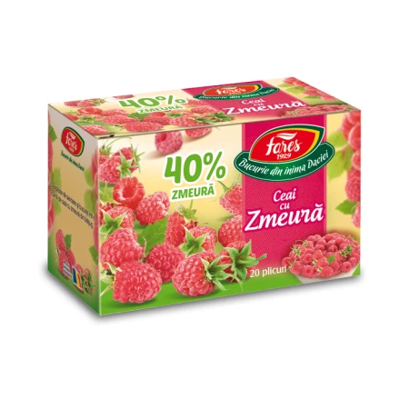 Ceai cu zmeura 40%, 20 plicuri, Fares