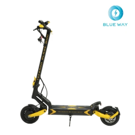 Trotineta electrica Teverun Blade Mini Ultra, Baterie 60V/27Ah, Autonomie 100Km, Viteza 60 Km/h, Motor 2 x 1000W, Roti 10inch, NFC (Negru/Galben)