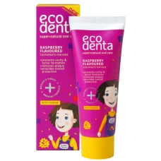Pasta de dinti naturala pentru copii cu gust de zmeura contra tartu & carii, 75ml, Ecodenta