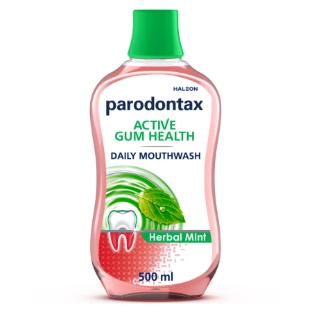 Apa de gura fara alcool Active Gum Health Herbal Mint, 500ml, Parodontax