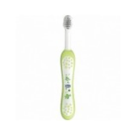 Periuta de Dinti, Chicco, First Teeth, pentru Dintii de Lapte, Varsta 6+ Luni, Peri Moi, Culoare Verde