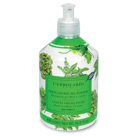 L'Erbolario Spuma de baie pentru maini si corp Leaves Fresh Foam Editie Limitata 047, 490ml