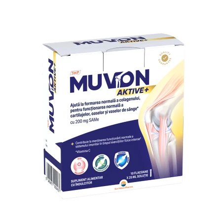 Supliment alimentar pentru articulatii Muvon Aktive Plus, 10 fiole, Sun Wave Pharma