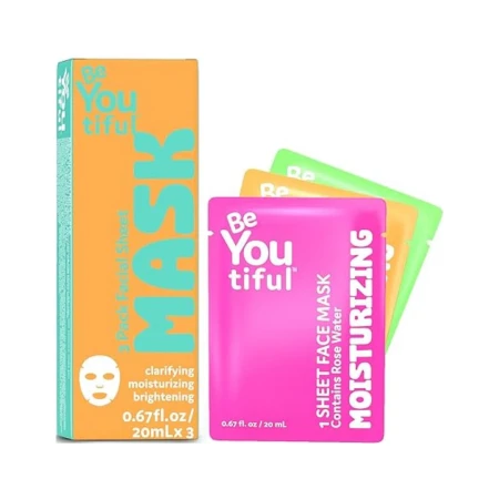 Set masti servetel purifiante hidratante si iluminatoare pentru tineri, 3 bucati, BeYoutiful