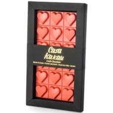 Ciocolata alba vegana cu capsuni si zmeura Love, 70g, Casa Kakau