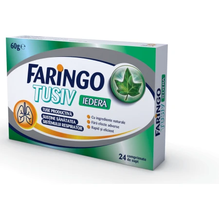 Faringo Tusiv iedera, 24 comprimate de supt, Terapia