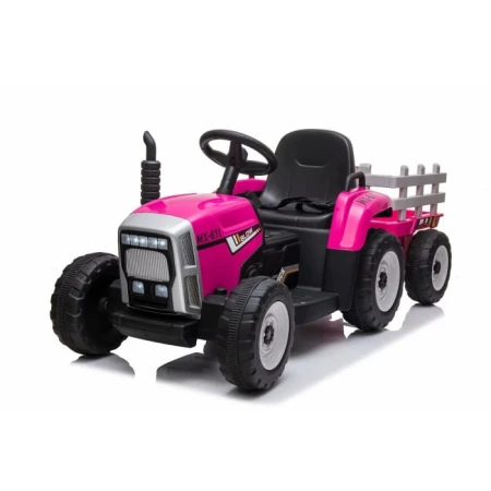 Tractoras electric Kinderauto BJ611 60W 12V cu remorca si telecomanda  Red Rose