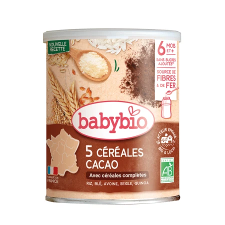 Bio 5 cereale cu cacao si quinoa, 220g, BabyBio