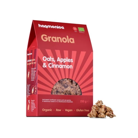 Granola cu ovaz + mere si scortisoara Bio, 250g, Harmonica