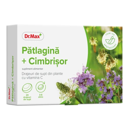 Dr. Max Drajeuri cu patlagina si cimbrisor, 24 drajeuri