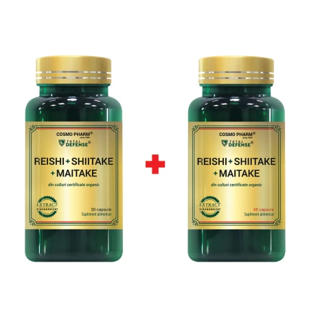 Pachet Reishi Shiitake Maitake, 60 + 30 capsule, Cosmopharm
