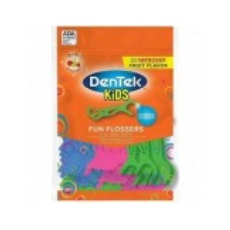 Set Ata Dentara pentru Copii, Dentek, Tip Scobitoare, Curatare Delicata, Foarte Rezistenta, Aroma Fructe, 75 buc