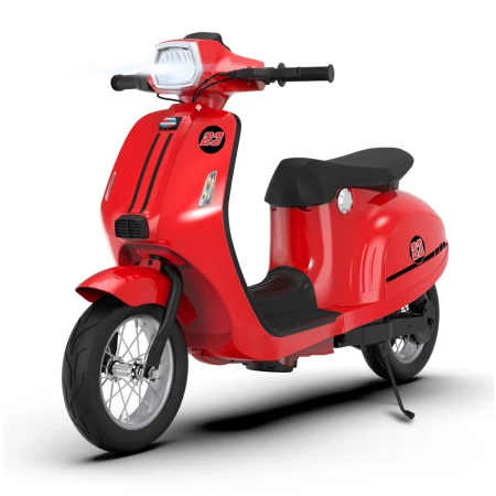 Scuter electric pentru copii, Kinderauto Retro, 350W, 24V 10Ah, roti gonflabile, music player, cadru robust, rosu