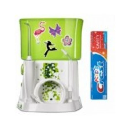 Dus Bucal pentru Copii, Waterpik, WP-260, 2x Varfuri Incluse, 3x Trepte Presiune 10-80psi, Rezervor 444ml, Verde