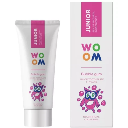 Pasta de dinti pentru copii 6+ ani Junior Bubble Gum, 50ml, Woom