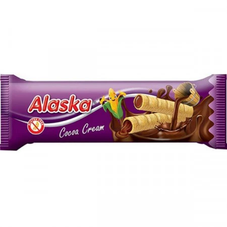 Rulou din porumb umplut cu crema de cacao, 18g, Alaska