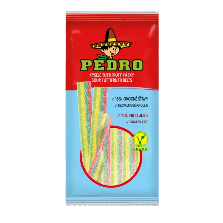 Bomboane gumate cu forma de panglica Tutti Frutii, 80g, Pedro