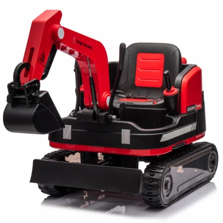 Excavator electric pentru copii Kinderauto X7, 110W, 12V-12Ah, scaun tapitat, telecomanda, echipare Premium, rosu