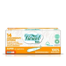 Tampoane din bumbac bio hipoalergenic, compostabil, cu aplicator ( 14 buc ) - 3 picaturi - VIVICOT BIO