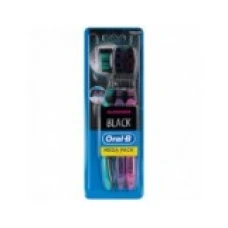 Set 3x Periute de Dinti, Oral-B, Allrounder Black, cu Carbune Activ, Albeste Dintii in Mod Natural, Medium
