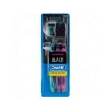 Set 3x Periute de Dinti, Oral-B, Allrounder Black, cu Carbune Activ, Albeste Dintii in Mod Natural, Medium