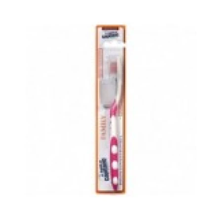 Periuta de Dinti Clasica, Pasta del Capitano, Family, Multi-Protectie, Capac Inclus, Peri Medium, Culoare Roz