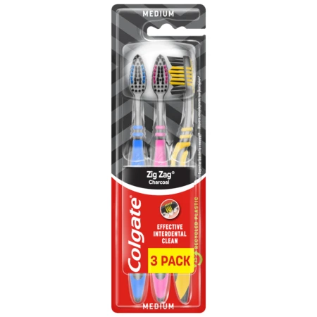 Set periute de dinti ZigZag Charcoal, 3 bucati, Colgate