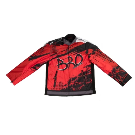 Geaca KIMO Kids BRO Motocross cu aparatori, ideal pentru copii pasionati de motocross, rosu