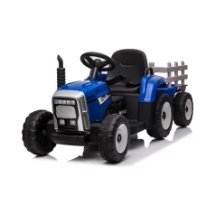 Tractoras electric Kinderauto BJ-611 60W 12V cu remorca si telecomanda  albastra