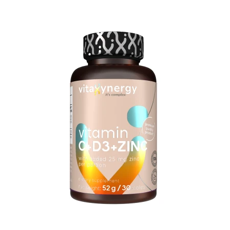 Vitamina C + Vitamina D3 + Zinc, 30 tablete, Vitaxynergy