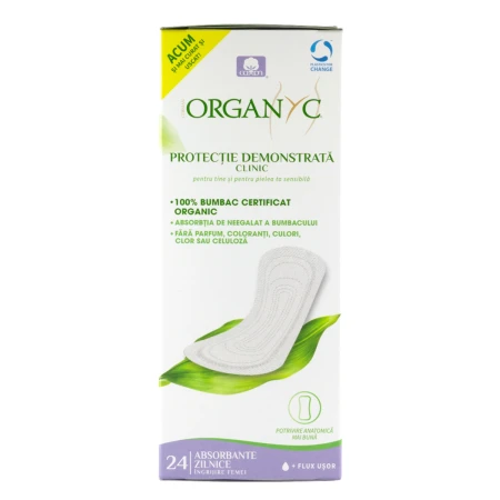 Absorbante zilnice din bumbac organic, 24 bucati, Organyc