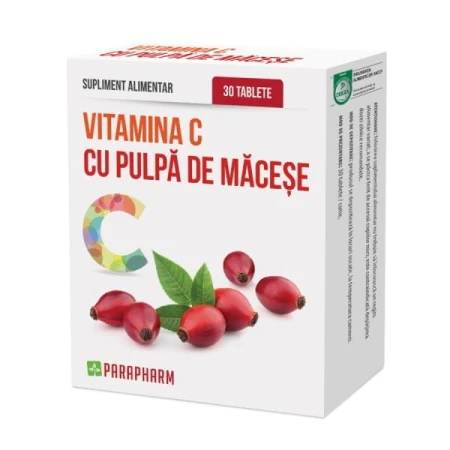 Vitamina C cu Pulpa de Macese, 30 comprimate, Quantum Pharm