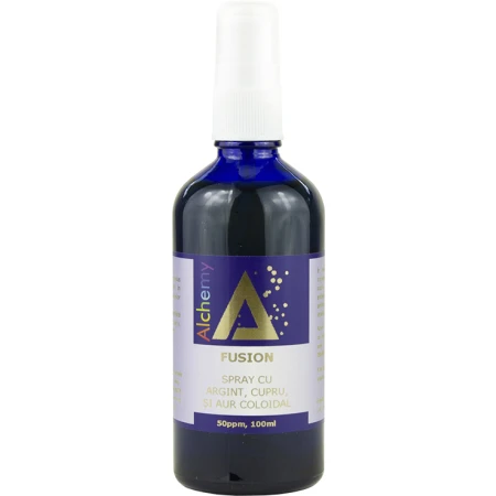 Fusion Mix sinergic de argint cupru si aur coloidal 50ppm, 100ml, Alchemy