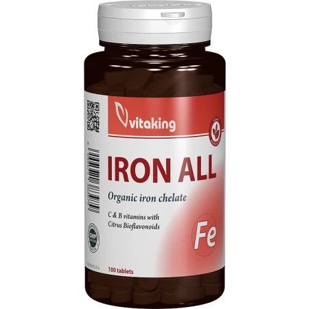 Fier cu vitaminele B si C, 100 comprimate, Vitaking