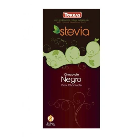 Ciocolata neagra fara zahar si gluten 60% cacao Stevia, 100g, Torras