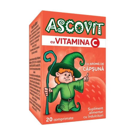 Ascovit cu aroma de capsuni 100 mg, 20 comprimate, Omega Pharma