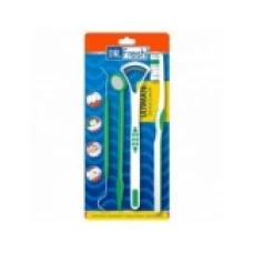 Set Igiena Orala, Dr. Fresh, pentru Curatare Dinti si Limba, din 4 Piese, culoare Verde